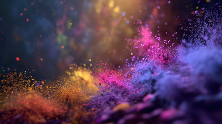 This captivating digital artwork showcases a vibrant explosion of colors and soft textures, creating a dreamlike atmosphere of dynamic energy.の素材