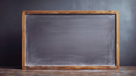 A versatile blank chalkboard with a rustic wooden frame offers a perfect writing surface for classroom or educational settings. Ideal for creativity.の素材