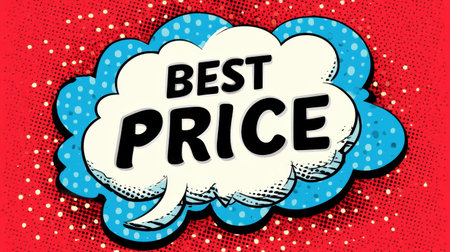 This dynamic graphic features a comic-style speech bubble with the words "Best Price," perfect for discount promotions, advertisements, or marketing materials.の素材