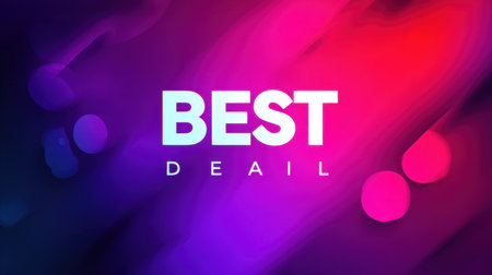 This vibrant and colorful abstract background features bold text focusing on the best deal promotion, perfect for business advertisements.の素材