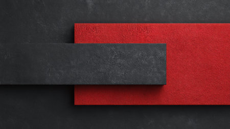 An abstract geometric arrangement featuring bold black and red textures set against a dark background. Ideal for modern design projects and artistic expressions.の素材