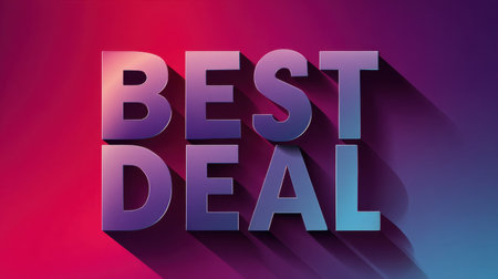 Eye-catching design featuring bold text that reads "Best Deal" in vibrant colors with a soft shadow effect against an abstract background.の素材