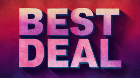 This dynamic image features bold text reading "Best Deal" with striking shadows on a colorful gradient background, perfect for marketing promotions and advertisements.の素材