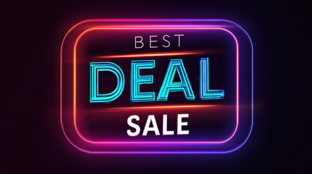 Bright neon sign featuring "Best Deal Sale" in an attractive design, perfect for promotions, advertisements, and marketing campaigns.の素材