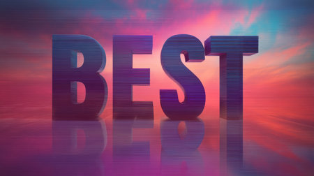 This vibrant 3D text design features the word "Best" against a stunning colorful abstract background, perfect for inspirational and motivational themes.の素材