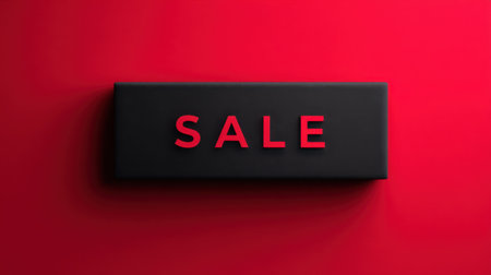 This striking image features a bold sale sign set against a vibrant red background, perfect for attracting attention to promotions.の素材