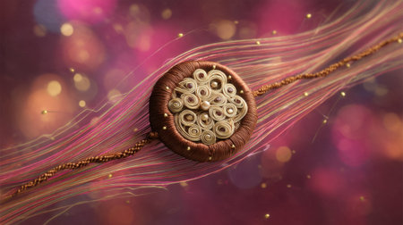 This captivating abstract image showcases a stylized cellular structure surrounded by vibrant colors and intricate details, creating a fantasy atmosphere.の素材