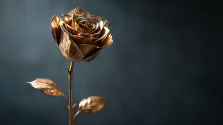 This stunning bronze rose sculpture captures the beauty of nature with artistic skill, perfect for home decor or as a thoughtful gift.の素材