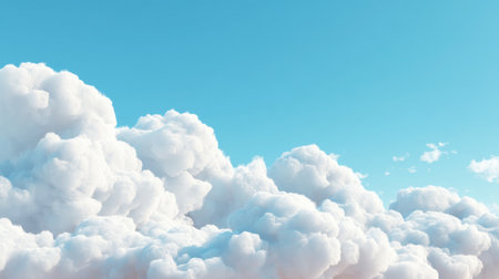 A beautiful view of soft white clouds floating in a bright blue sky, creating a serene and peaceful atmosphere for outdoor settings.の素材