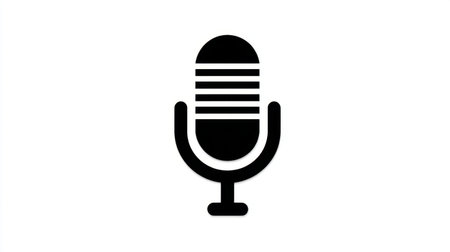This classic microphone icon represents audio and recording applications, suitable for podcasts, voiceovers, and creative media projects.の素材