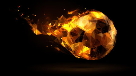 This striking image features a fiery soccer ball in abstract form, showcasing dynamic motion and vivid colors. Perfect for sports enthusiasts.の素材