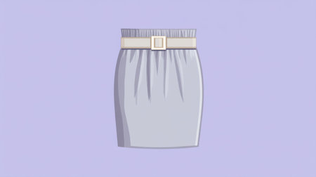 This image features a stylish gray skirt accented with a belt against a soft purple background, perfect for fashion projects and advertising.の素材