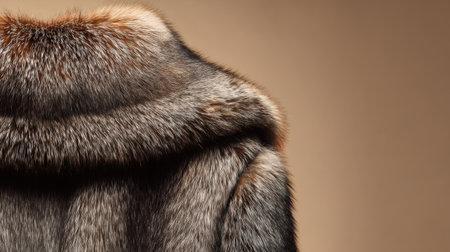 A stunning close-up view of a luxurious fur coat collar featuring rich textures and intricate color variations, perfect for fashion enthusiasts.の素材