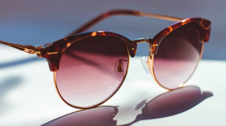 A pair of stylish retro sunglasses featuring gradient lenses and a chic frame, perfect for enhancing any summer outfit and outdoor activity.の素材