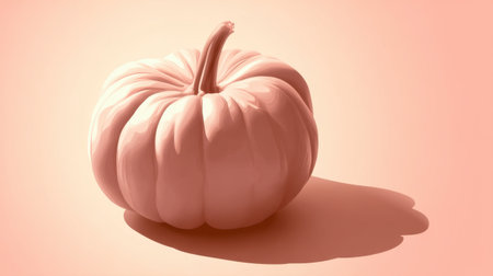 This image features a soft pink pumpkin set against a pastel background, creating a gentle and tranquil aesthetic perfect for autumn-themed projects.の素材