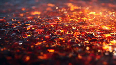 This stunning close-up image features glowing flames in vibrant red and orange hues. The sparks and light create a captivating atmosphere, perfect for artistic projects.の素材