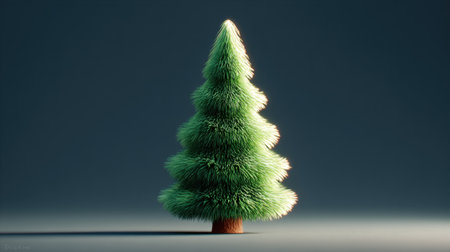 A beautiful representation of a lush green pine tree featuring a fluffy texture, ideal for holiday themes and nature backgrounds. Perfect for decoration.の素材