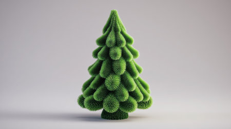 This 3D rendered green tree showcases a unique texture and vibrant appearance, perfect for modern designs, visual art projects, or seasonal themes.の素材