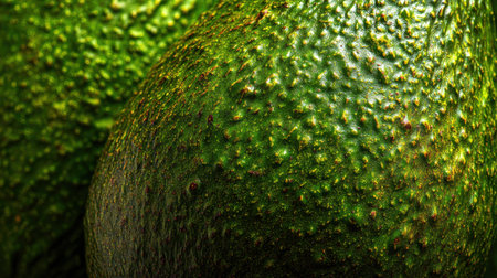 This image showcases the intricate texture of fresh avocado skin, highlighting its rich green color and unique patterns, perfect for culinary contexts.の素材