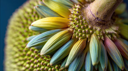 This exquisite close-up captures the stunning details of a vibrant flowering plant, showcasing colorful petals and intricate textures. Perfect for nature-themed designs.の素材
