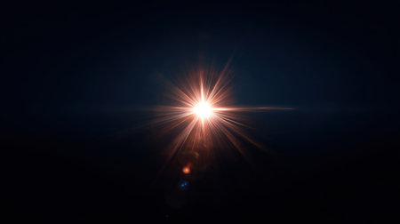 A vibrant starburst effect captures the essence of cosmic beauty, as brilliant light emerges from a dark space background, creating an enchanting scene.の素材