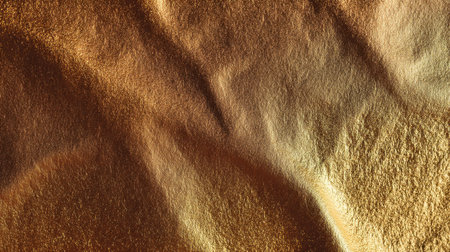 This image features a shimmering gold texture with subtle wrinkles and light reflection, perfect for backgrounds or creative designs that exude luxury.の素材