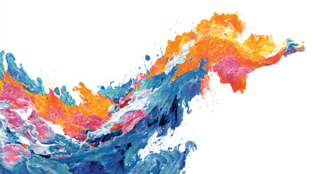 This captivating abstract artwork features a vibrant wave splash in bright colors, showcasing the beauty of fluid motion and artistic expression.の素材