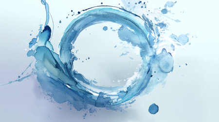 This abstract design features a captivating blue water splash circle, ideal for creative projects, backgrounds, and digital artwork.の素材