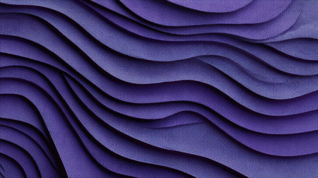 A captivating abstract representation of flowing purple waves in textile art, showcasing intricate layers and smooth texture, perfect for design inspiration.の素材