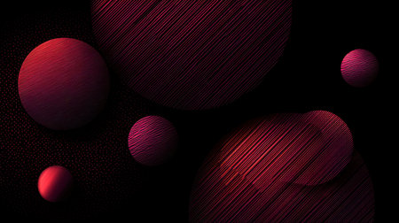 This captivating abstract image features textured pink and red spherical shapes against a dark background, providing a modern and artistic aesthetic perfect for creative projects.の素材