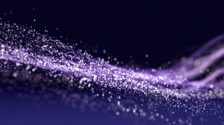 A captivating visual of a purple wave filled with glittery shimmering particles, perfect for use in abstract designs and digital art projects.の素材