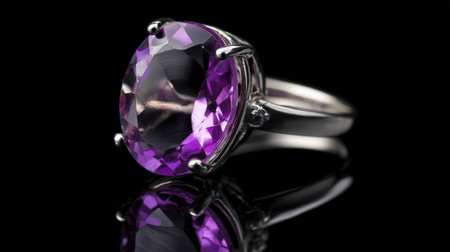This stunning violet gemstone ring showcases exquisite craftsmanship, vibrant color, and a polished silver setting, ideal for elegant occasions.の素材