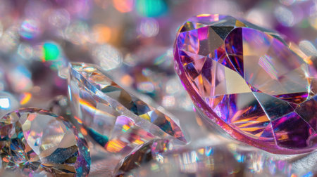 This stunning macro photograph features colorful gemstones showcasing brilliant reflections and sparkling facets perfect for jewelry design or decoration.の素材