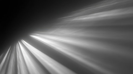 Captivating scene of radiant light rays piercing through darkness, creating a beautiful interplay of light and shadow, evoking serenity and depth.の素材