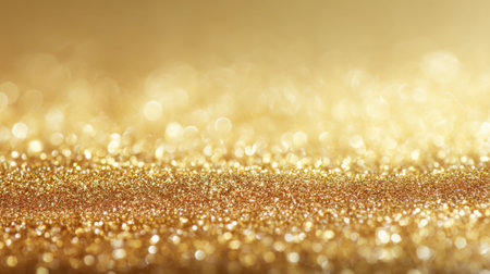 A mesmerizing gold glitter background featuring a soft bokeh effect that radiates elegance and warmth, ideal for festive designs and creative projects.の素材