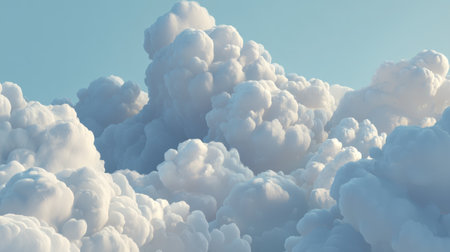 A stunning view of soft, fluffy clouds against a clear blue sky, evoking feelings of serenity and calmness. This atmospheric capture showcases the beauty of nature and invites relaxation and contemplation.の素材