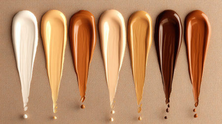 A captivating arrangement of paint swatches in various skin tones, ideal for artists and designers seeking inspiration in color variations.の素材