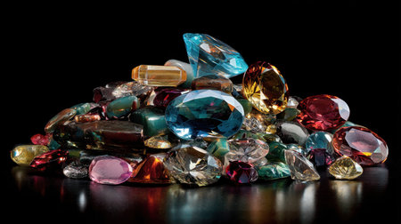 A captivating assortment of beautiful gemstones showcasing an array of colors and shapes. Perfect for design, decoration, or jewelry projects.の素材