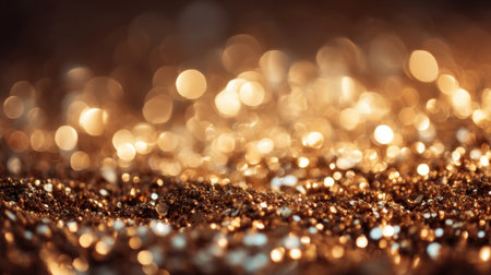 Stunning golden glitter texture featuring a captivating bokeh effect, perfect for enhancing designs, backgrounds, and creative projects with elegance.の素材