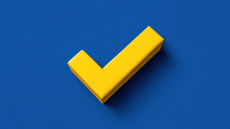 This vibrant image features a bright yellow checkmark symbol on a bold blue background, representing concepts of success and approval. Perfect for modern design projects.の素材