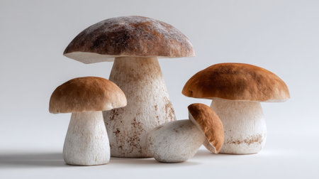 A stunning arrangement of freshly harvested gourmet mushrooms showcasing various sizes and shapes, perfect for food photography and culinary projects.の素材