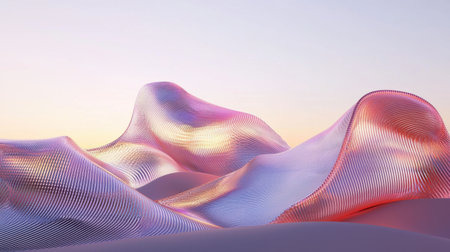 This visually stunning abstract landscape features flowing lines and soft pastel gradients, creating a serene and dynamic atmosphere perfect for modern design projects.の素材