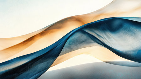 An artistic representation of a flowing fabric in soft colors creating gentle waves. The image showcases elegance and tranquility with a smooth texture and calming gradient.の素材