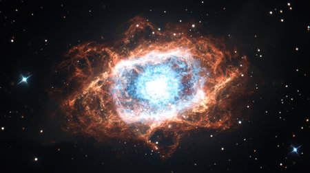 A breathtaking view of a colorful nebula showcasing intricate patterns and luminous gases, representing the vast beauty of the cosmos.の素材