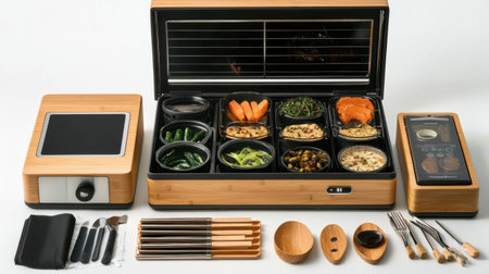 Discover a stylish bamboo lunch box featuring smart technology for meal prep. Ideal for healthy eating, this eco-friendly container ensures freshness and convenience.の素材