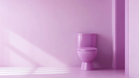 A vibrant pink toilet sits against a soft pink wall in this modern bathroom design, capturing a playful yet elegant atmosphere perfect for contemporary interiors.の素材