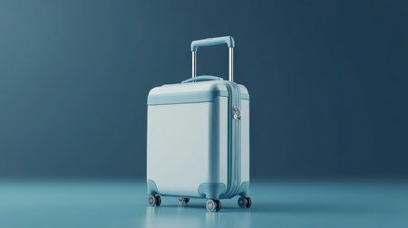This stylish blue suitcase with wheels showcases a modern design perfect for travel enthusiasts. Its sleek appearance and compact size make it ideal for any journey.の素材