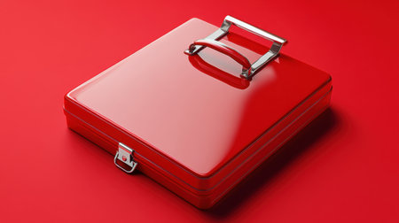 This stylish vintage red briefcase features a smooth finish and silver handle, perfect for adding color to professional presentations or travel.の素材