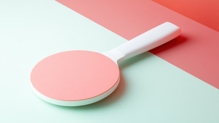 A modern paddle designed with a sleek form rests on a minimalistic background, highlighting the vibrant color combination and contemporary form.の素材