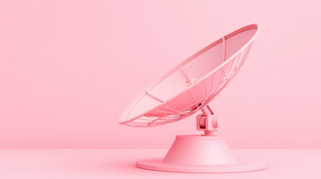 A vibrant pink satellite dish placed on a soft pink background, showcasing a minimalist design aesthetic perfect for creative projects. Ideal for modern media themes.の素材